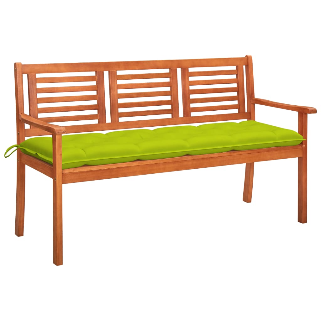 vidaXL 3-os. ławka ogrodowa z poduszką, 150 cm, lity eukaliptus