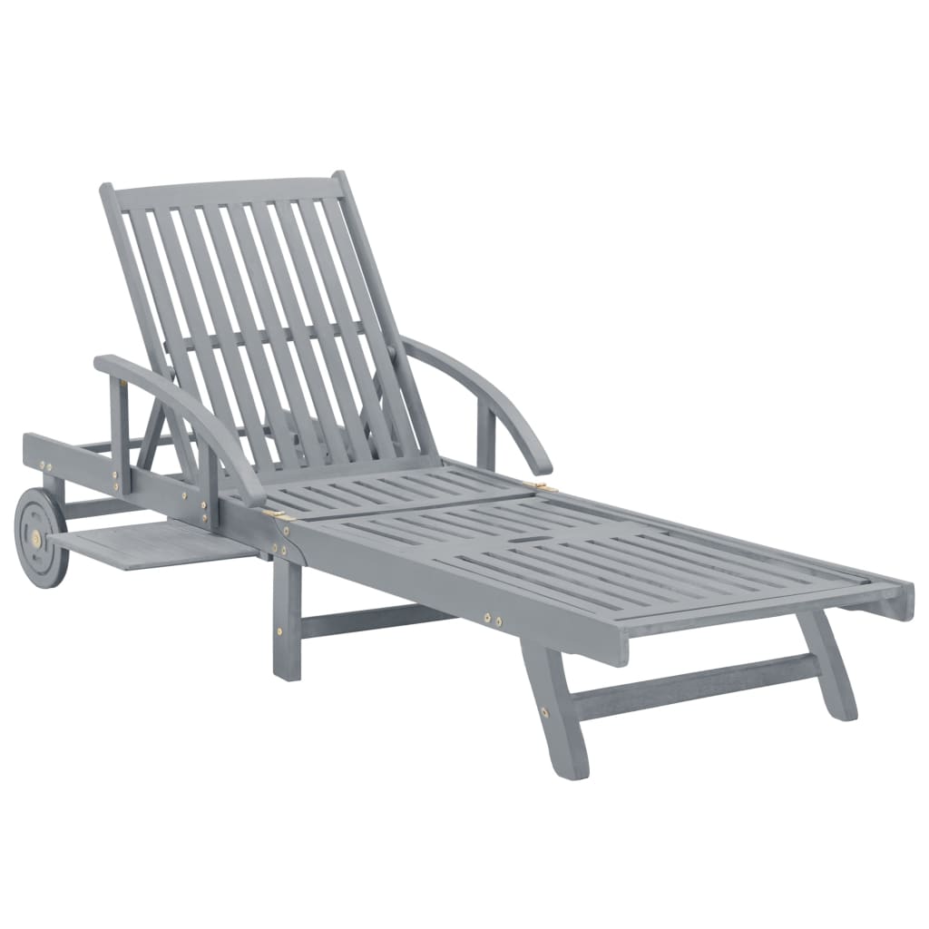 vidaXL Ogrodowy leżak z poduszką, lite drewno akacjowe