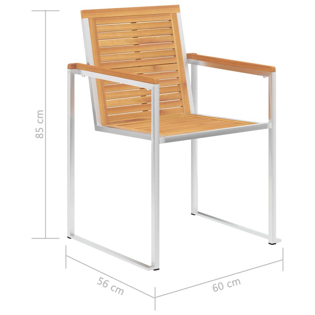 vidaXL Krzesła ogrodowe z poduszkami, 2 szt., drewno tekowe i stal