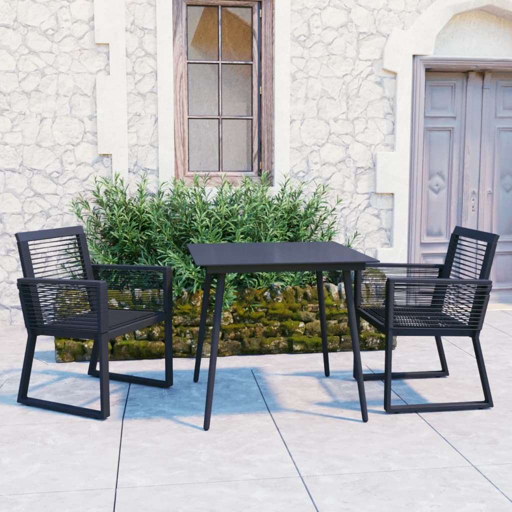 vidaXL 3-cz. zestaw mebli ogrodowych, rattan PVC, czarny