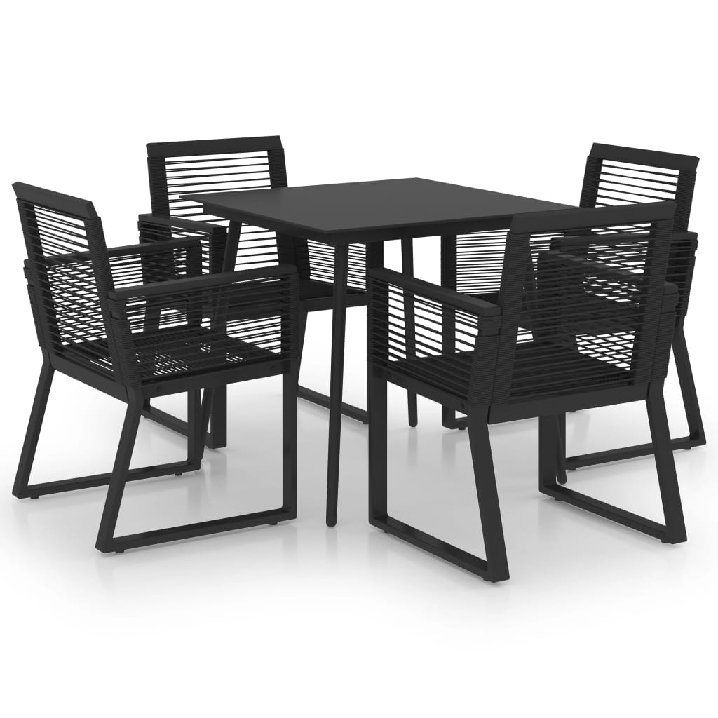 vidaXL 5-cz. zestaw mebli ogrodowych, rattan PVC, czarny