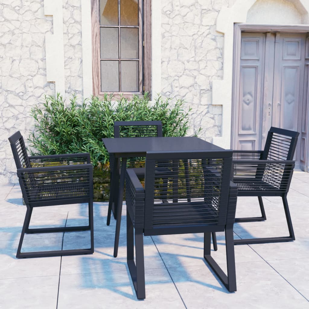vidaXL 5-cz. zestaw mebli ogrodowych, rattan PVC, czarny