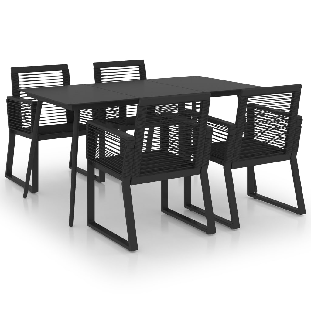vidaXL 5-cz. zestaw mebli ogrodowych, rattan PVC, czarny