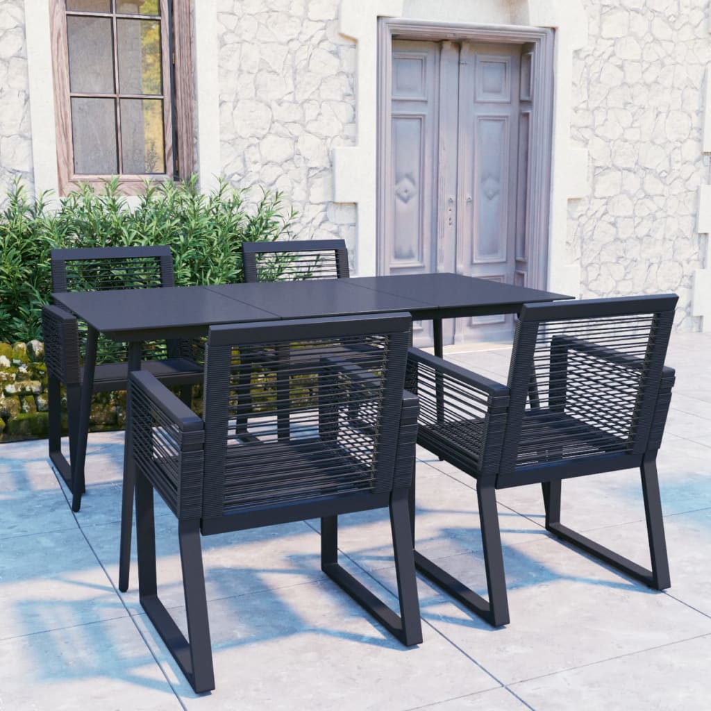 vidaXL 5-cz. zestaw mebli ogrodowych, rattan PVC, czarny