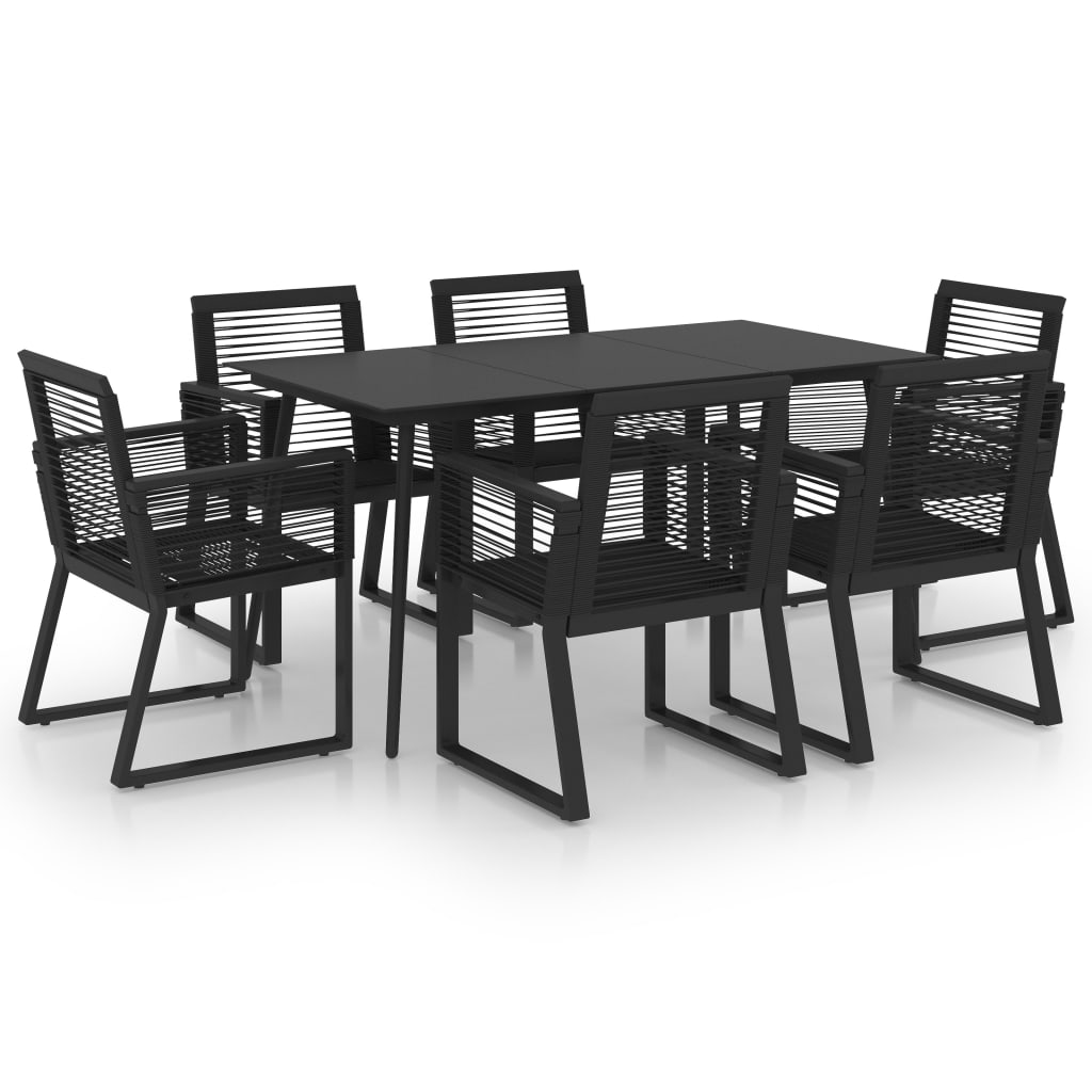 vidaXL 7-cz. zestaw mebli ogrodowych, rattan PVC, czarny