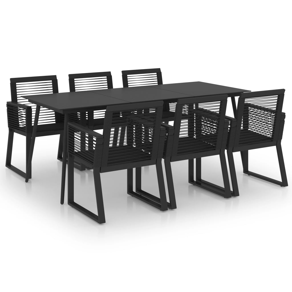 vidaXL 7-cz. zestaw mebli ogrodowych, rattan PVC, czarny