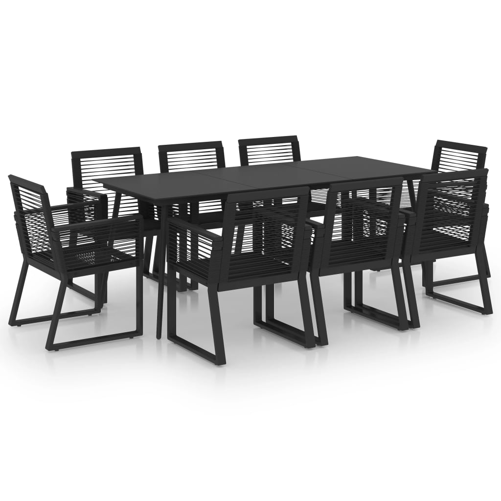 vidaXL 9-cz. zestaw mebli ogrodowych, rattan PVC, czarny