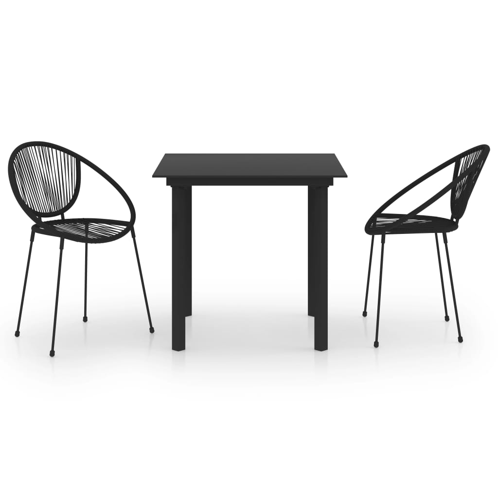 vidaXL 3-częściowy zestaw mebli ogrodowych, rattan PVC, czarny