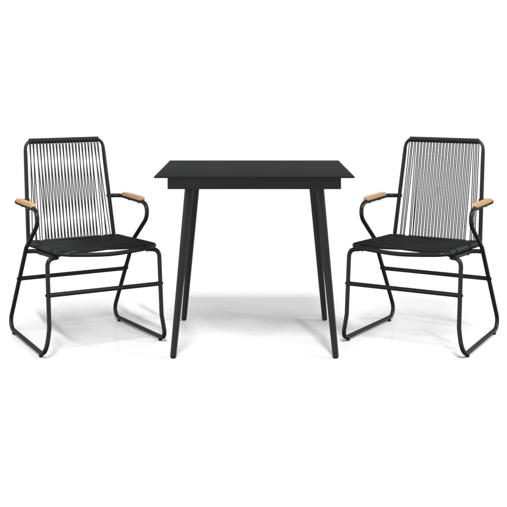 vidaXL 3-częściowy zestaw mebli ogrodowych, czarny, PVC, rattan