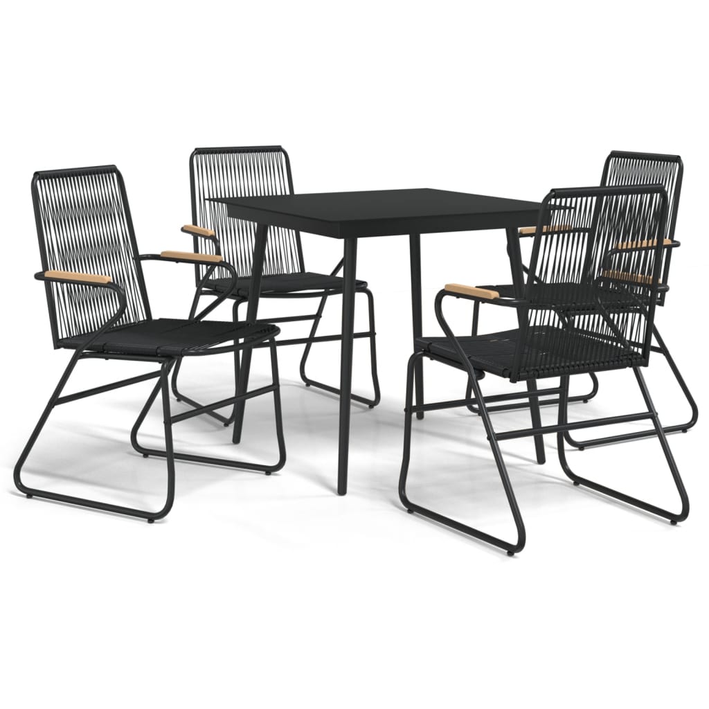 vidaXL 5-częściowy zestaw mebli ogrodowych, czarny, rattan PVC