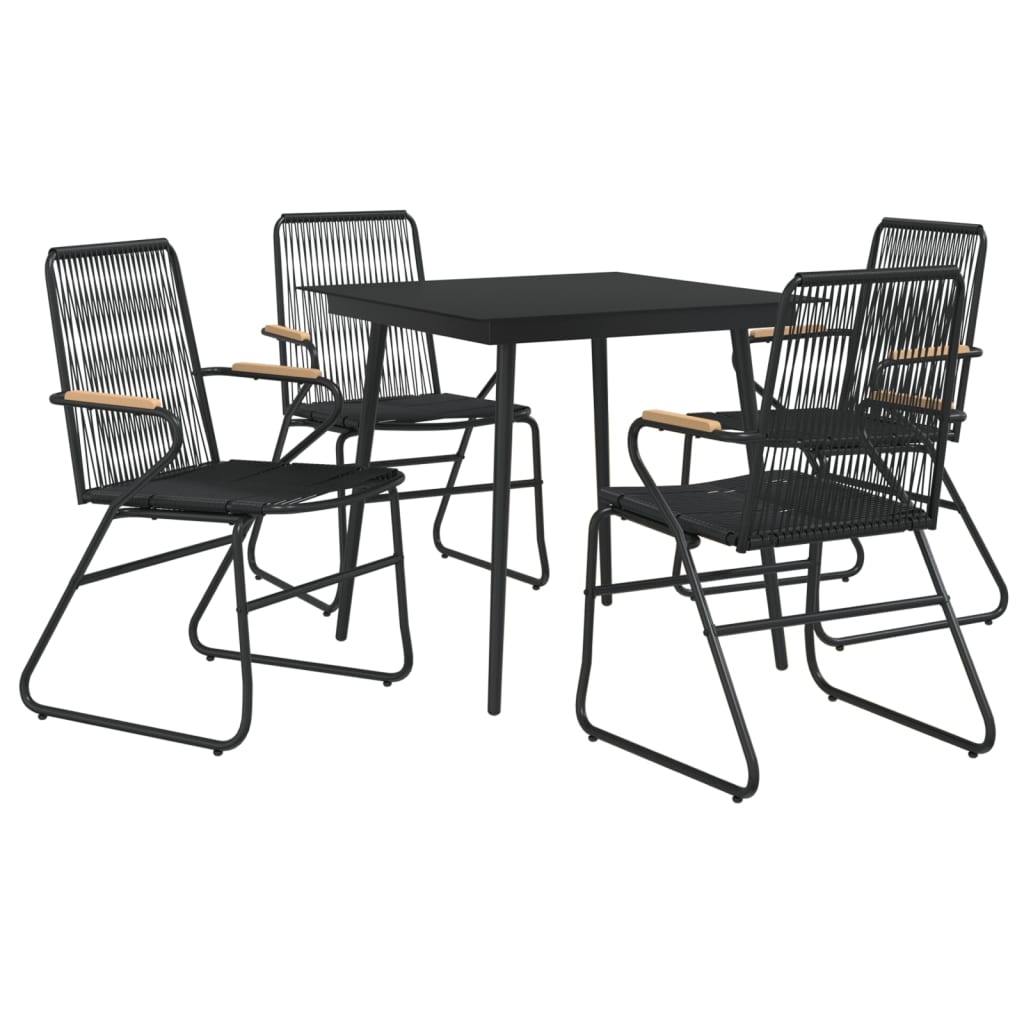 vidaXL 5-częściowy zestaw mebli ogrodowych, czarny, rattan PVC