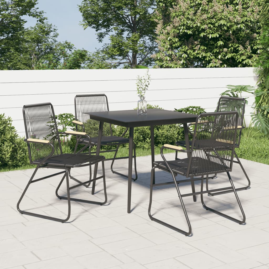 vidaXL 5-częściowy zestaw mebli ogrodowych, czarny, rattan PVC