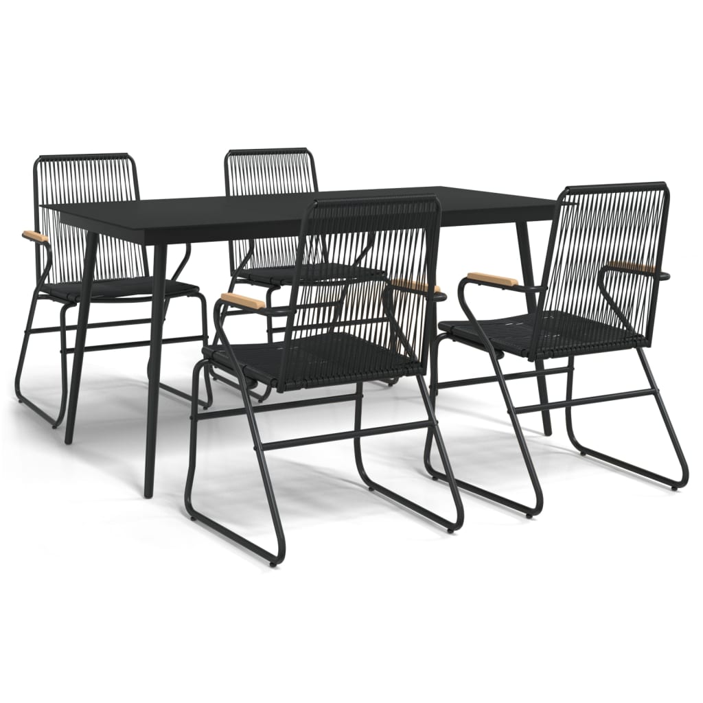 vidaXL 5-częściowy zestaw mebli ogrodowych, czarny, rattan PVC