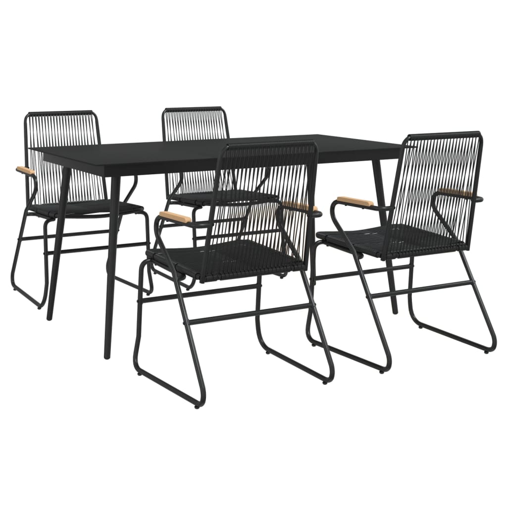vidaXL 5-częściowy zestaw mebli ogrodowych, czarny, rattan PVC