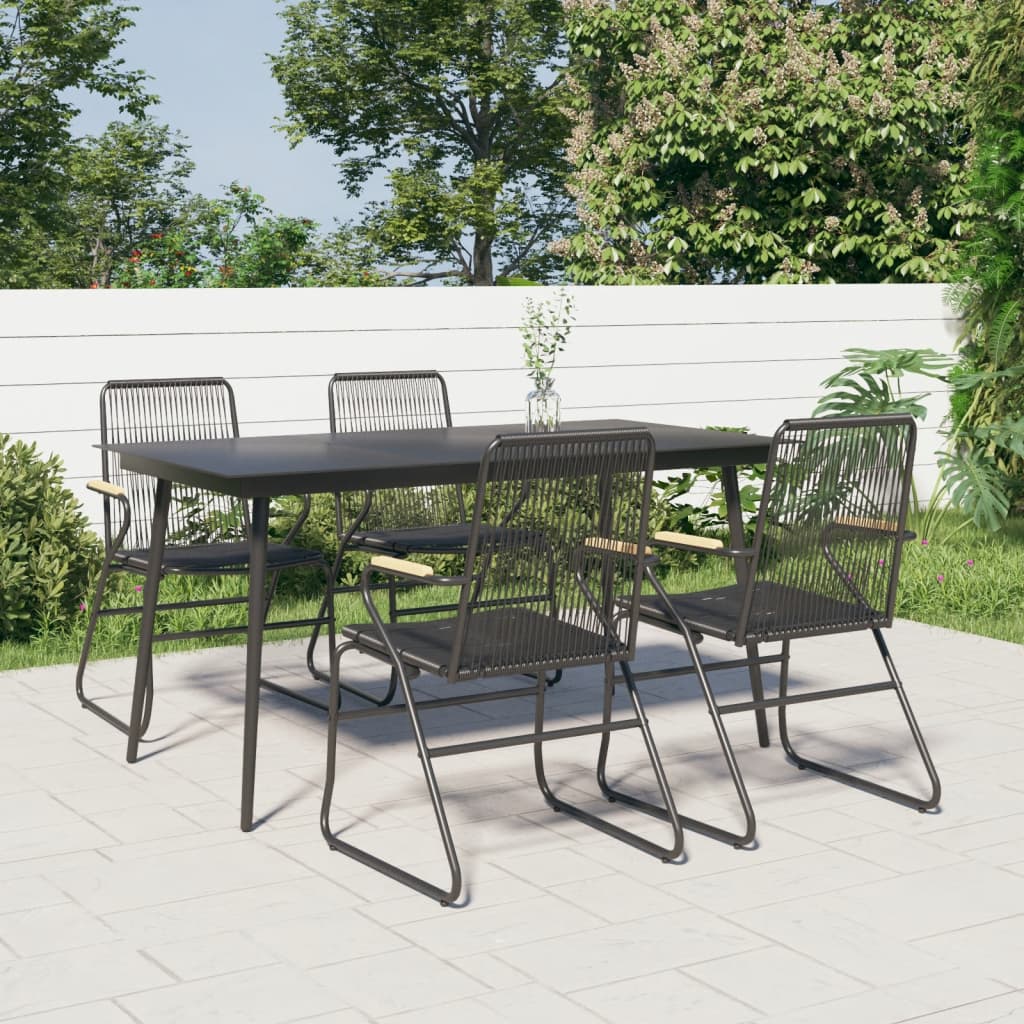 vidaXL 5-częściowy zestaw mebli ogrodowych, czarny, rattan PVC