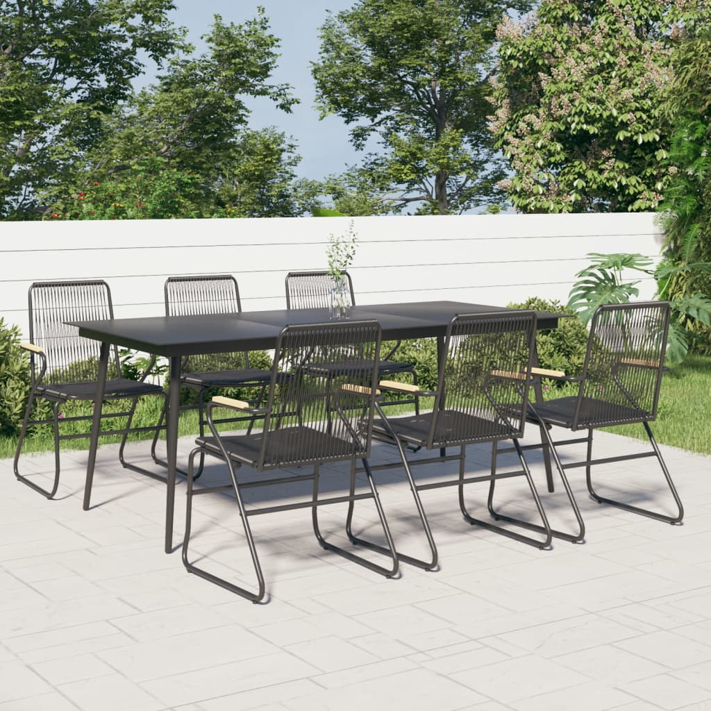 vidaXL 7-częściowy zestaw mebli ogrodowych, czarny, rattan PVC
