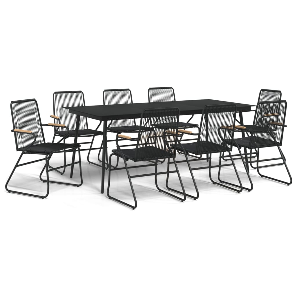 vidaXL 9-częściowy zestaw mebli ogrodowych, czarny, rattan PVC