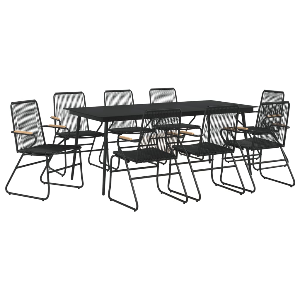 vidaXL 9-częściowy zestaw mebli ogrodowych, czarny, rattan PVC