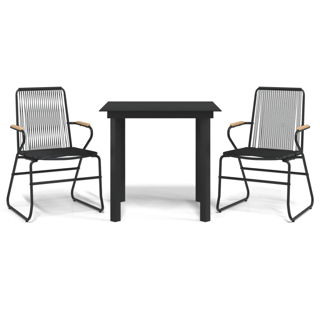 vidaXL 3-częściowy zestaw mebli ogrodowych, czarny, PVC, rattan