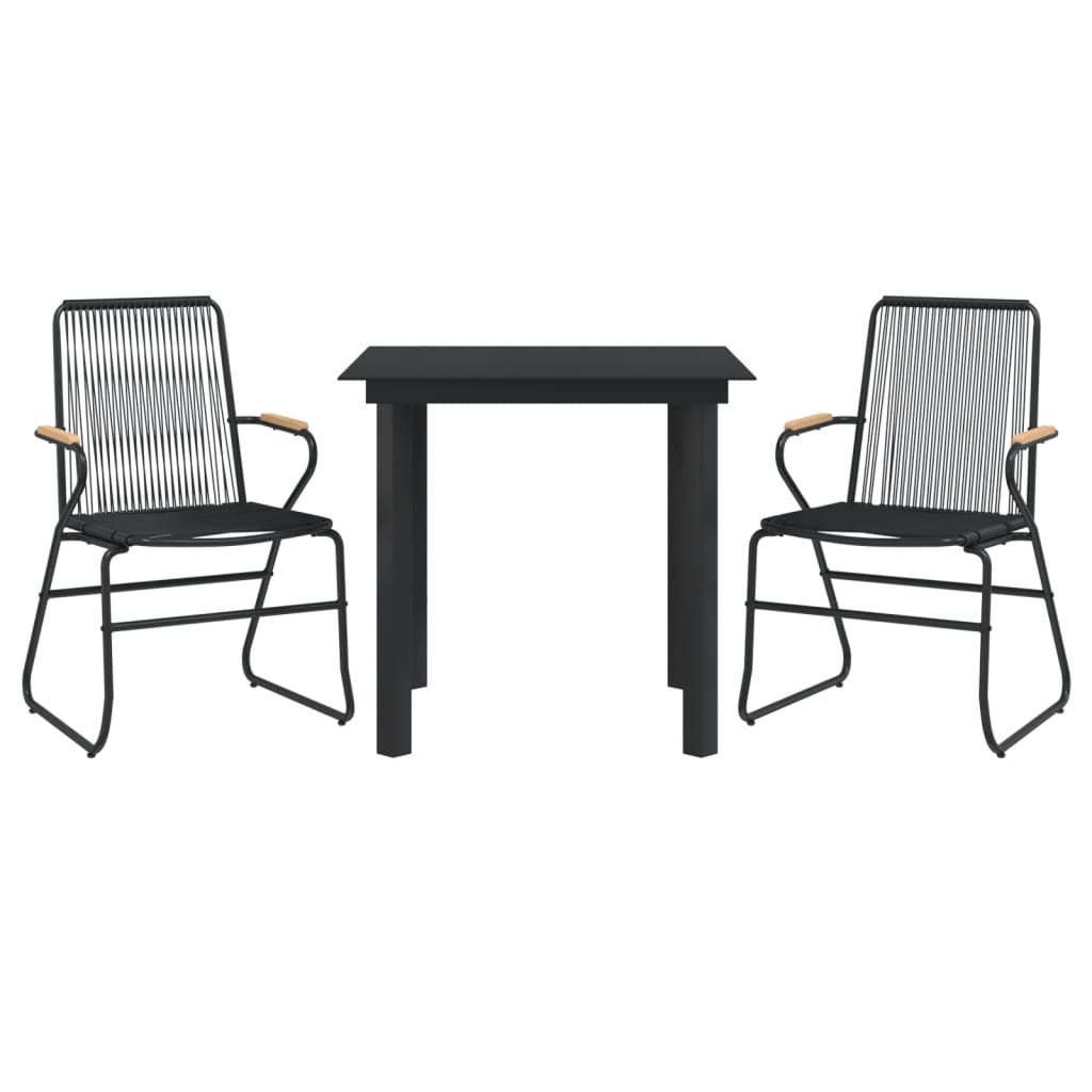 vidaXL 3-częściowy zestaw mebli ogrodowych, czarny, PVC, rattan