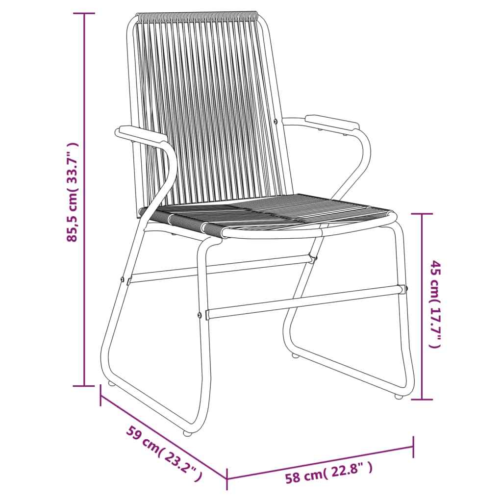 vidaXL 3-częściowy zestaw mebli ogrodowych, czarny, PVC, rattan