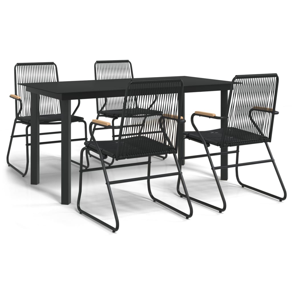 vidaXL 5-częściowy zestaw mebli ogrodowych, czarny, rattan PVC