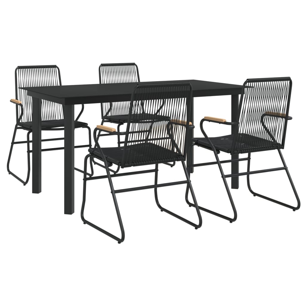 vidaXL 5-częściowy zestaw mebli ogrodowych, czarny, rattan PVC