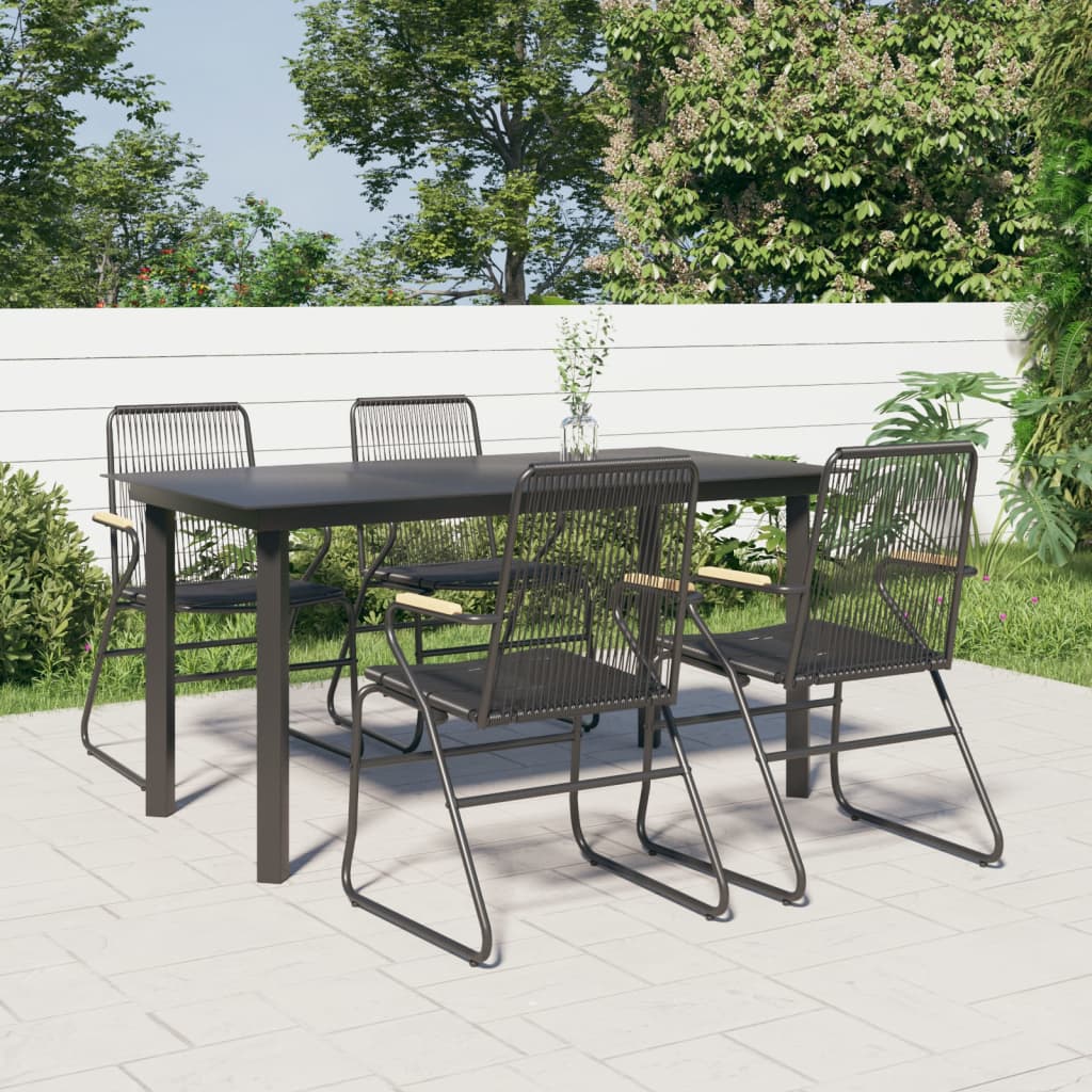 vidaXL 5-częściowy zestaw mebli ogrodowych, czarny, rattan PVC