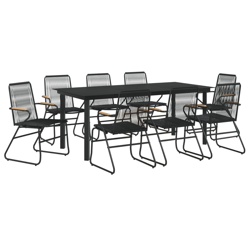 vidaXL 9-częściowy zestaw mebli ogrodowych, czarny, rattan PVC