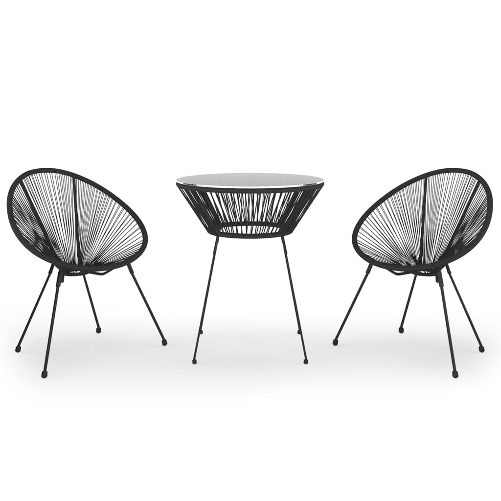 vidaXL 3-częściowy zestaw mebli ogrodowych, rattan PVC, czarny
