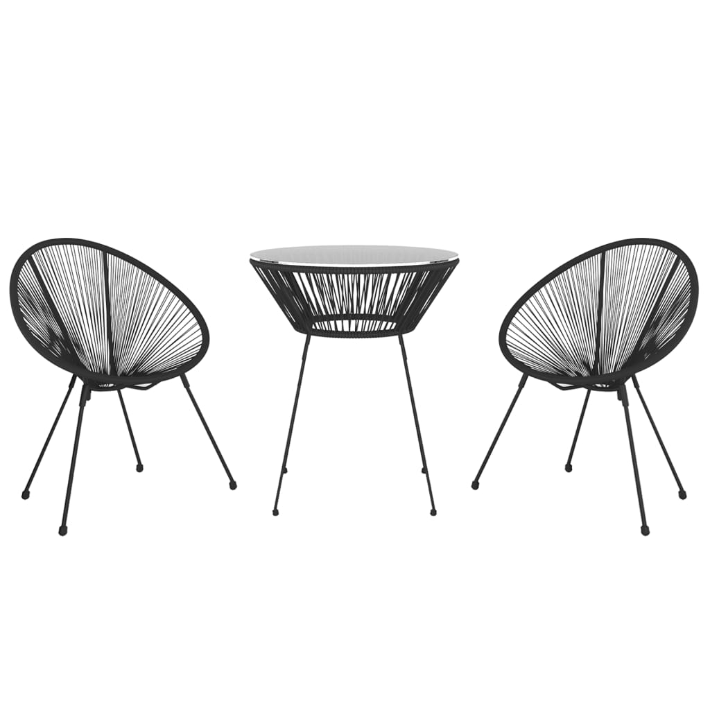 vidaXL 3-częściowy zestaw mebli ogrodowych, rattan PVC, czarny