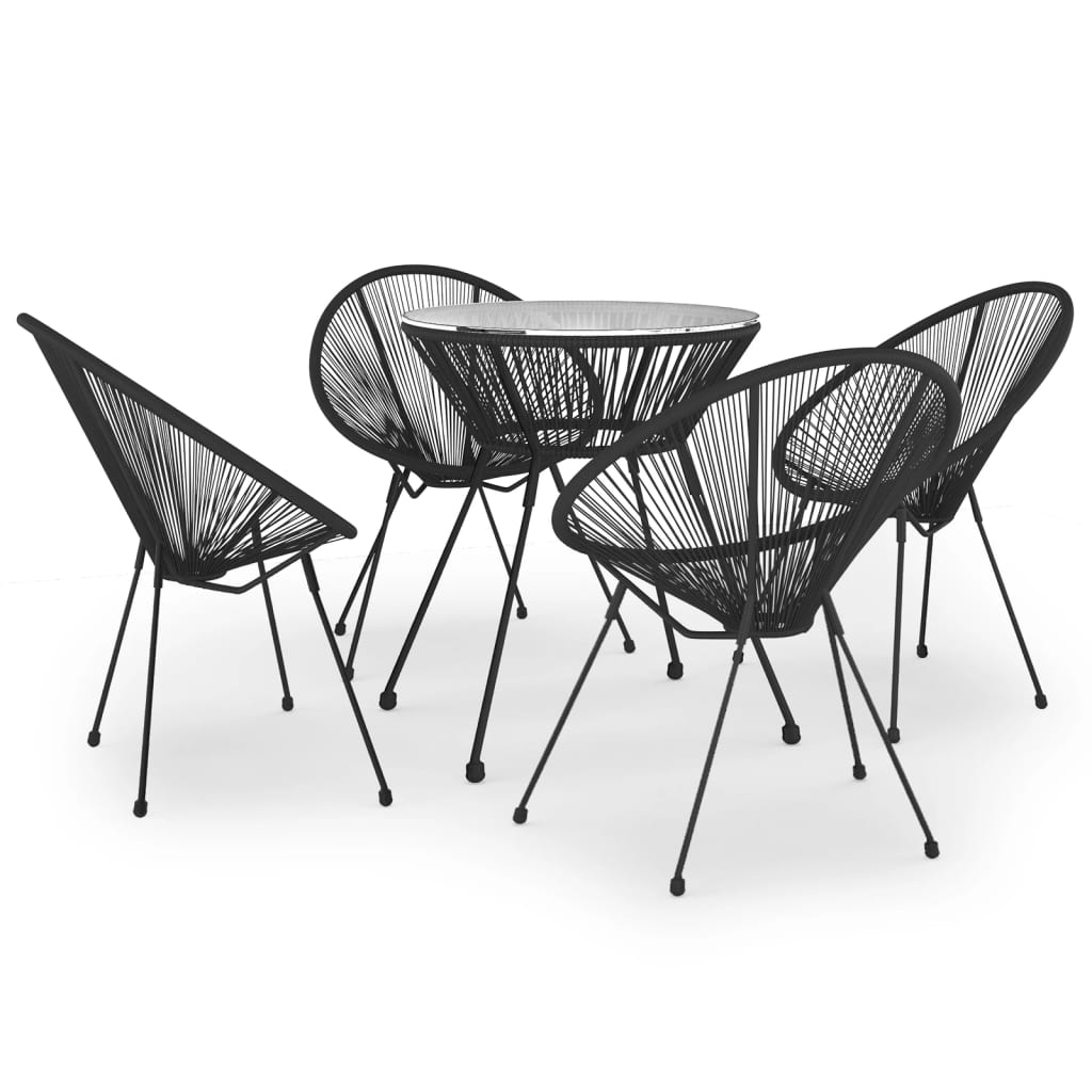 vidaXL 5-częściowy zestaw mebli ogrodowych, rattan PVC, czarny