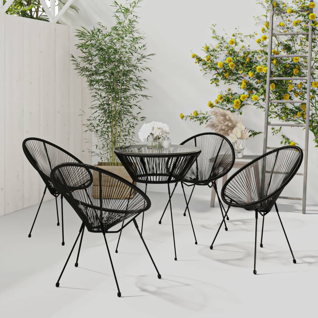 vidaXL 5-częściowy zestaw mebli ogrodowych, rattan PVC, czarny
