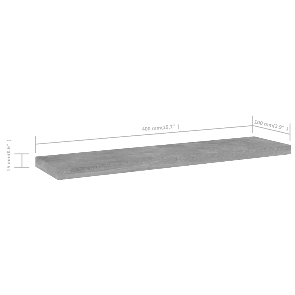 vidaXL Półki na książki, 4 szt., szarość betonu, 40x10x1,5 cm