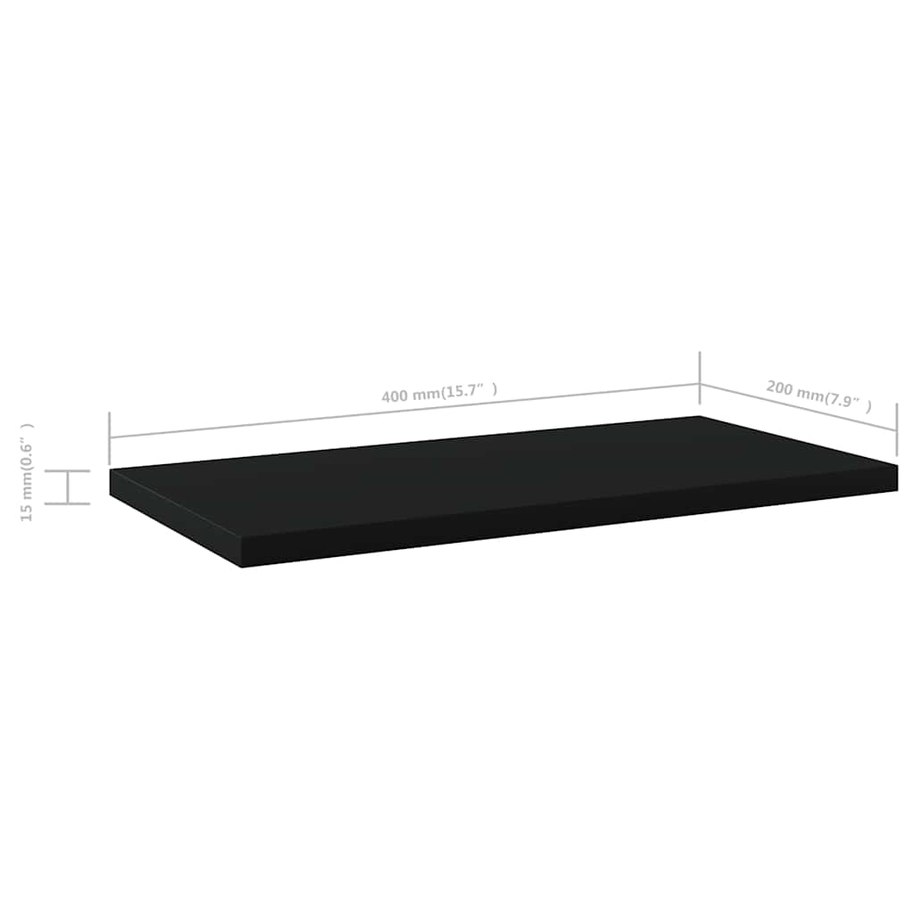 vidaXL Półki na książki, 4 szt., czarne, 40x20x1,5 cm