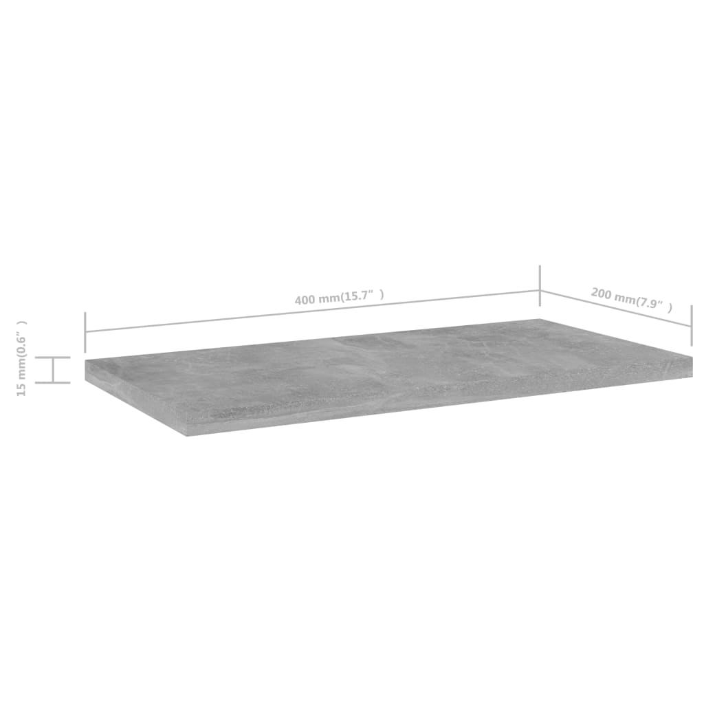 vidaXL Półki na książki, 4 szt., szarość betonu, 40x20x1,5 cm
