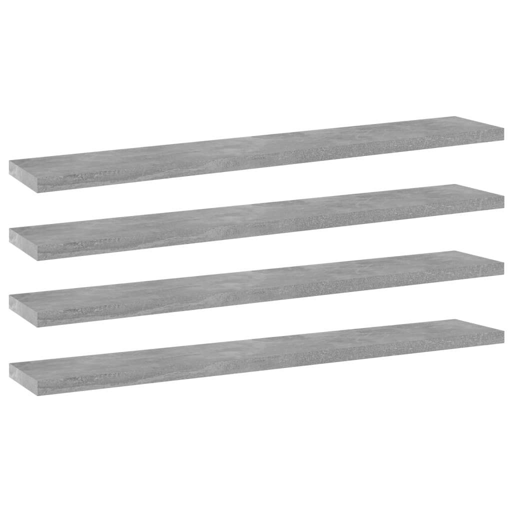 vidaXL Półki na książki, 4 szt., szarość betonu, 60x10x1,5 cm