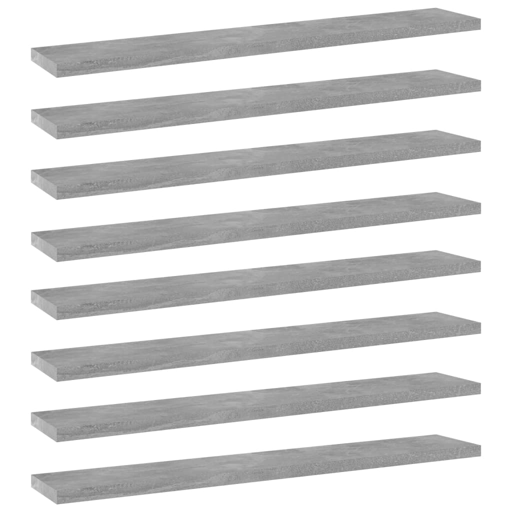 vidaXL Półki na książki, 8 szt., szarość betonu, 60x10x1,5 cm