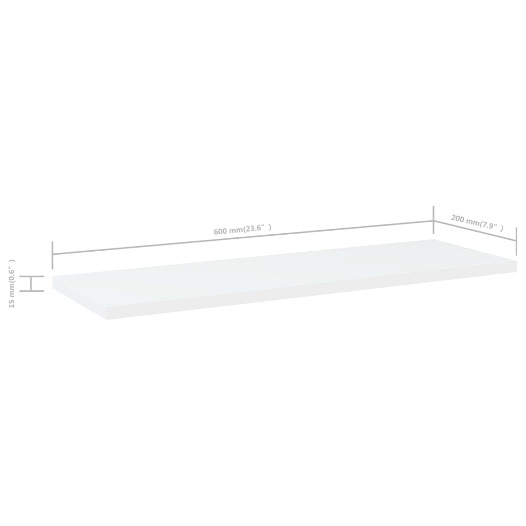 vidaXL Półki na książki, 4 szt., białe, 60x20x1,5 cm