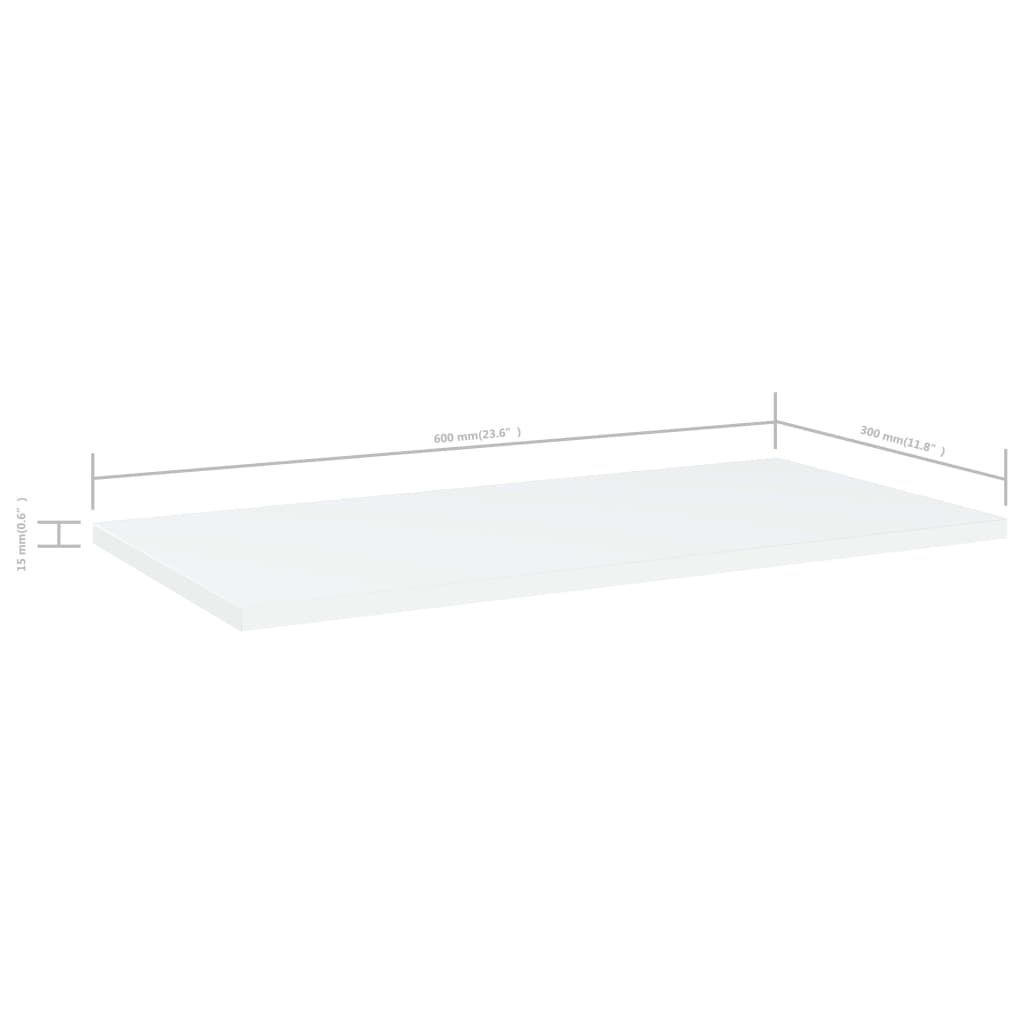 vidaXL Półki na książki, 4 szt., białe, 60x30x1,5 cm, płyta wiórowa