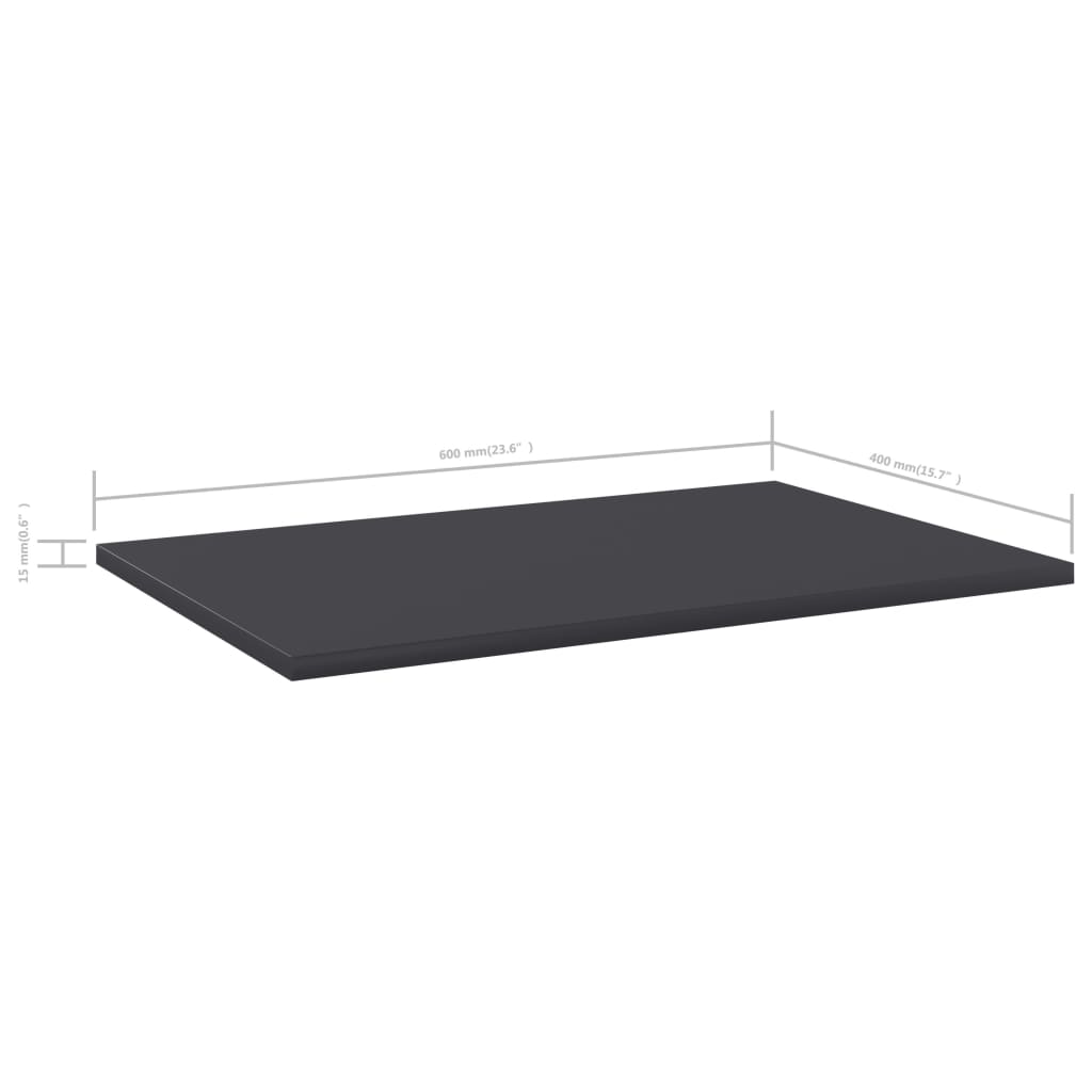 vidaXL Półki na książki, 8 szt., szare, 60x40x1,5 cm, płyta wiórowa