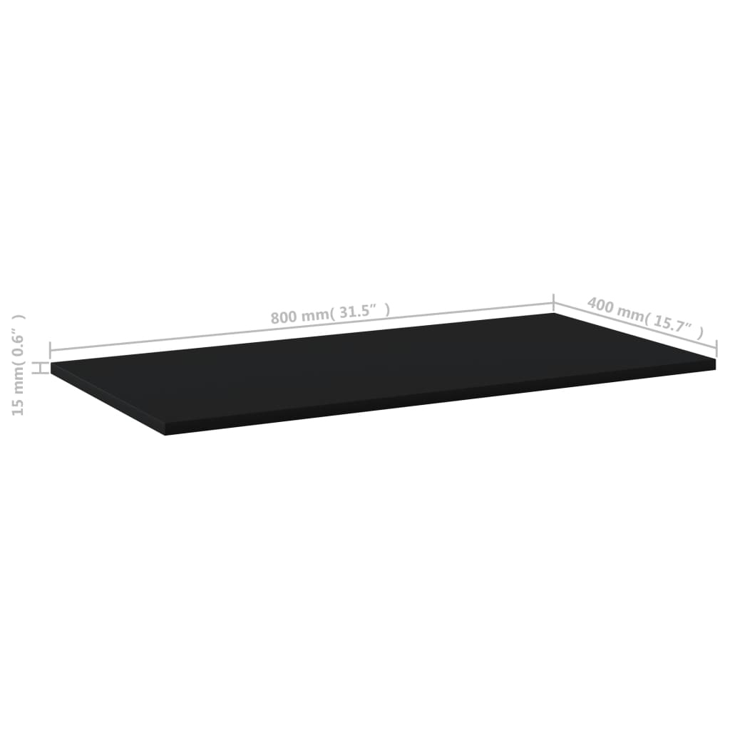 vidaXL Półki na książki, 8 szt., czarne, 80x40x1,5 cm, płyta wiórowa