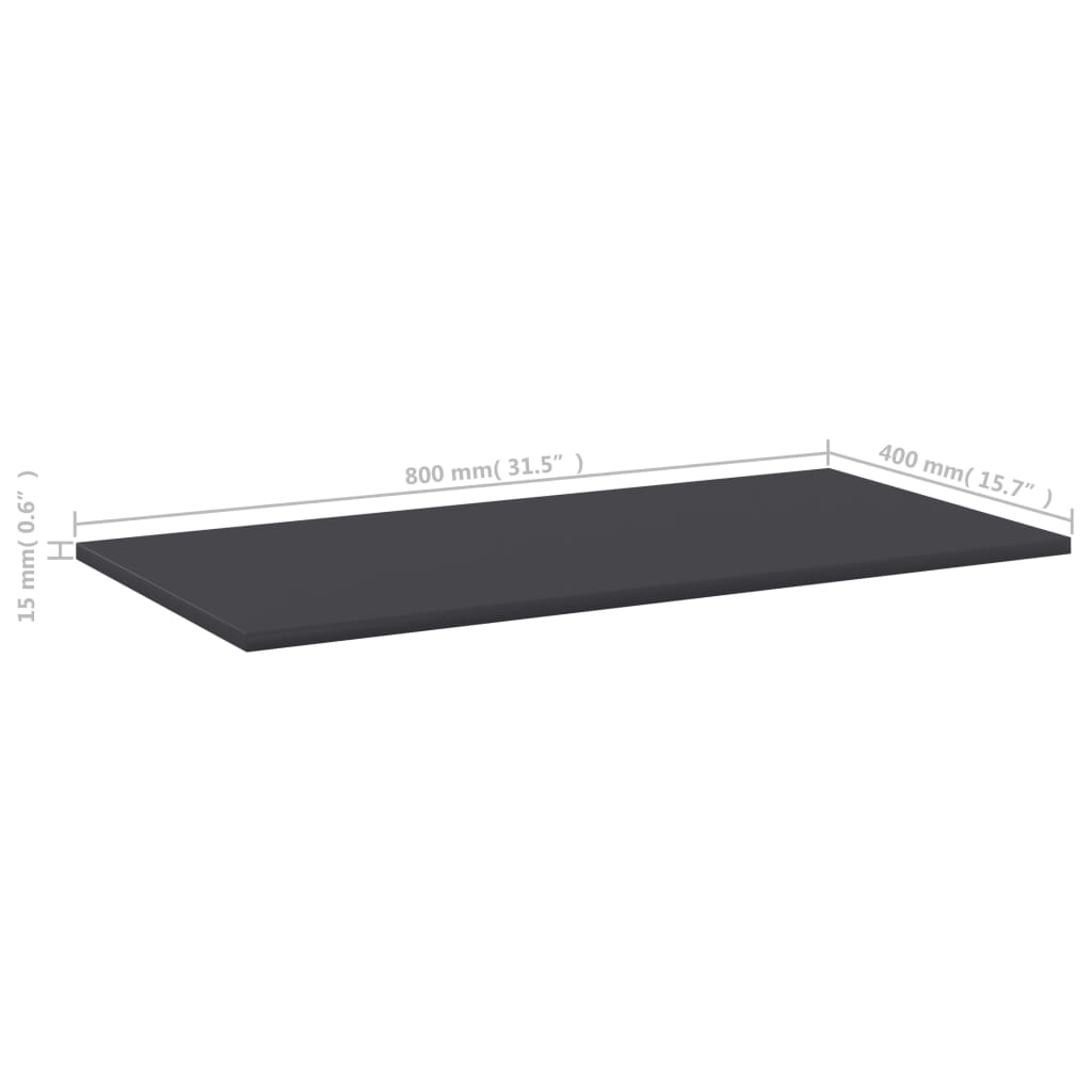 vidaXL Półki na książki, 8 szt., szare, 80x40x1,5 cm, płyta wiórowa