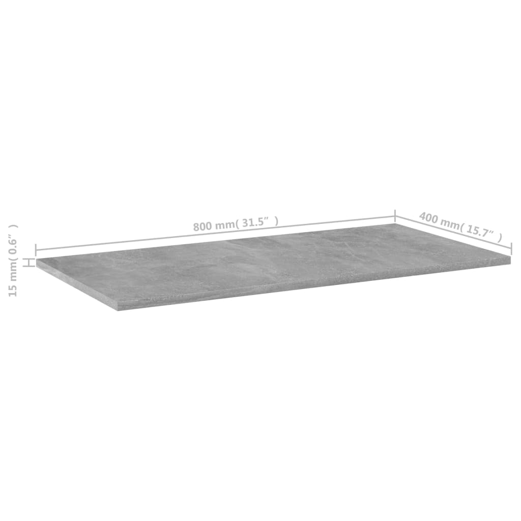 vidaXL Półki na książki, 4 szt., szarość betonu, 80x40x1,5 cm