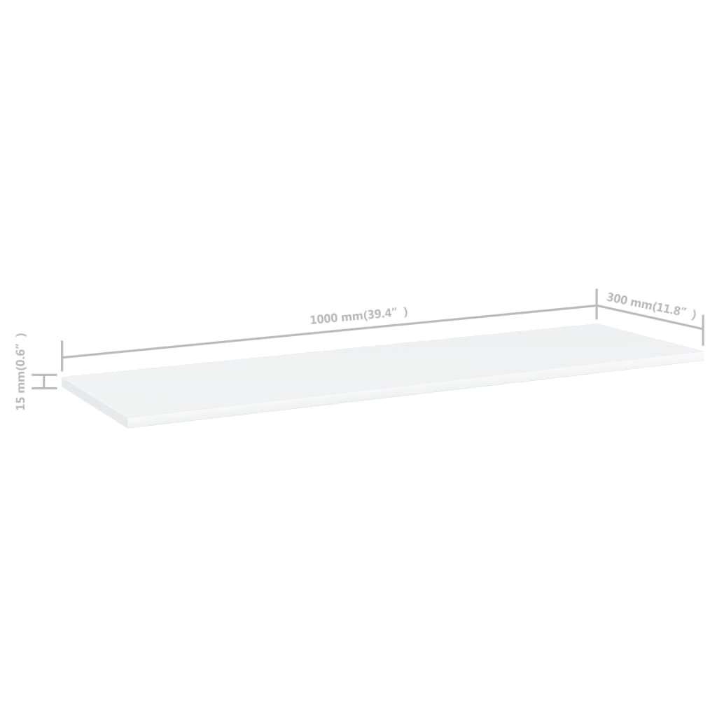 vidaXL Półki na książki, 8 szt., białe, 100x30x1,5 cm, płyta wiórowa