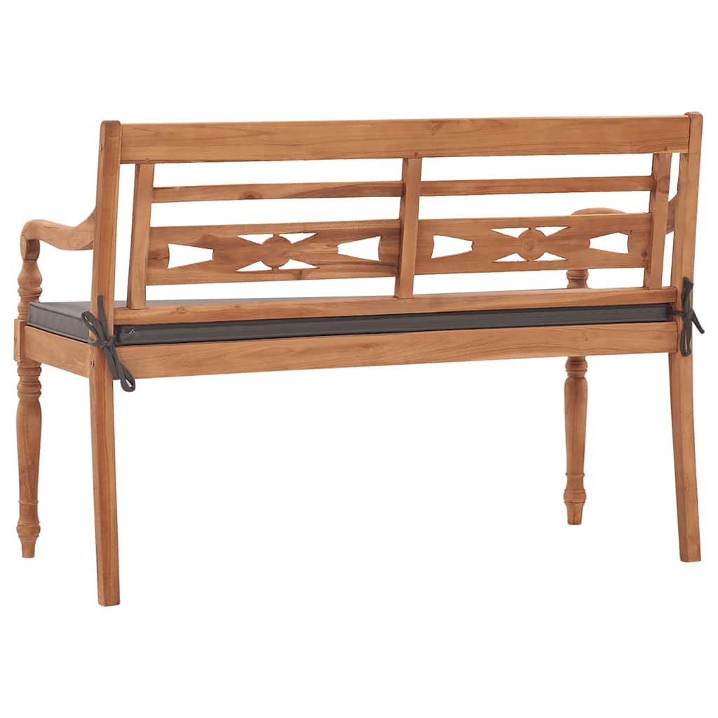 vidaXL Ławka Batavia z ciemnoszarą poduszką, 120 cm, drewno tekowe
