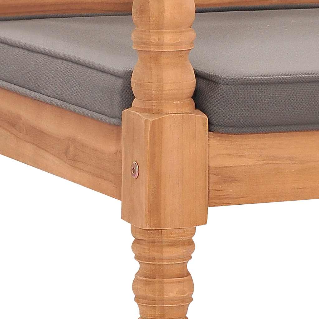 vidaXL Ławka Batavia z ciemnoszarą poduszką, 120 cm, drewno tekowe
