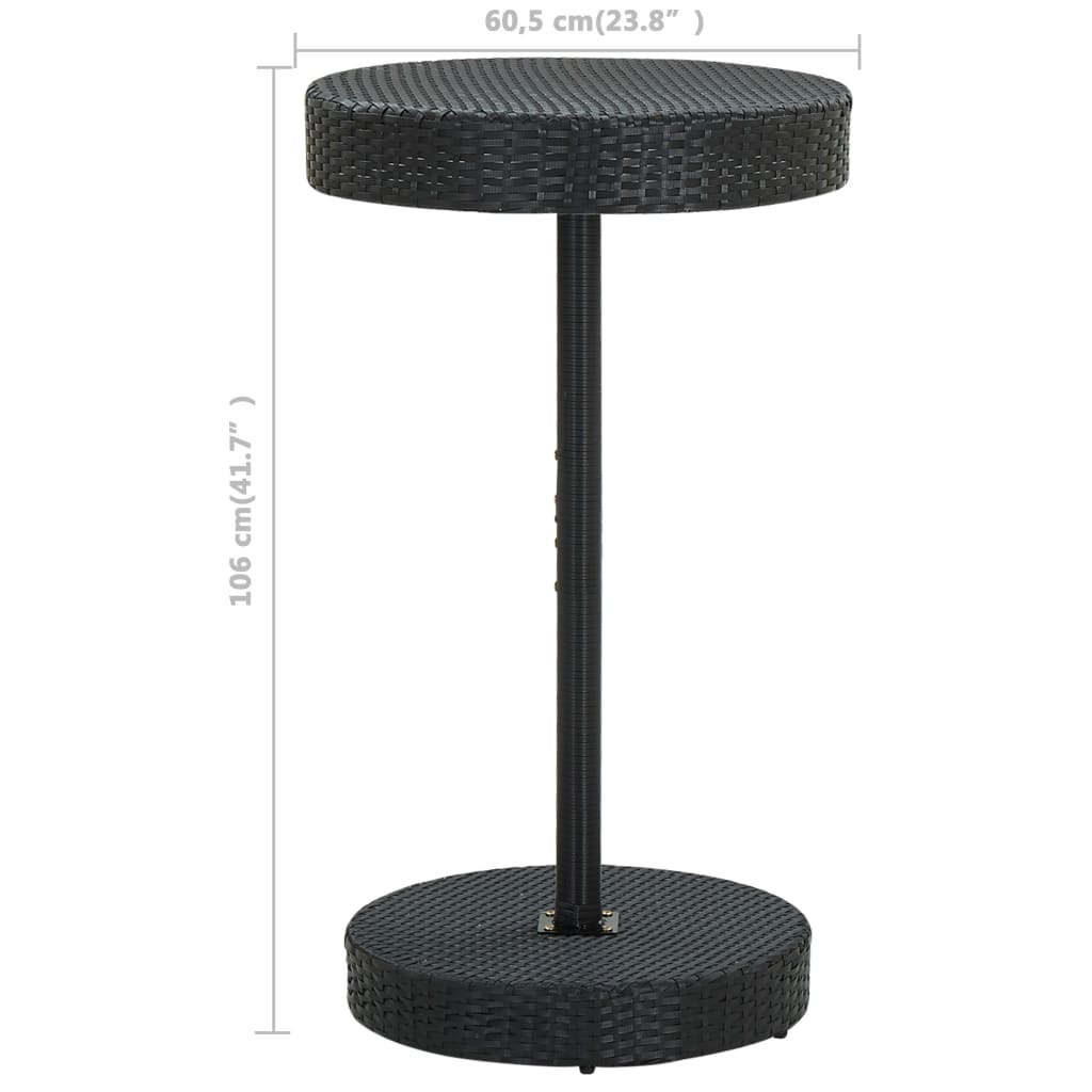 vidaXL 3-cz. zestaw mebli barowych z poduszkami, rattan PE, czarny