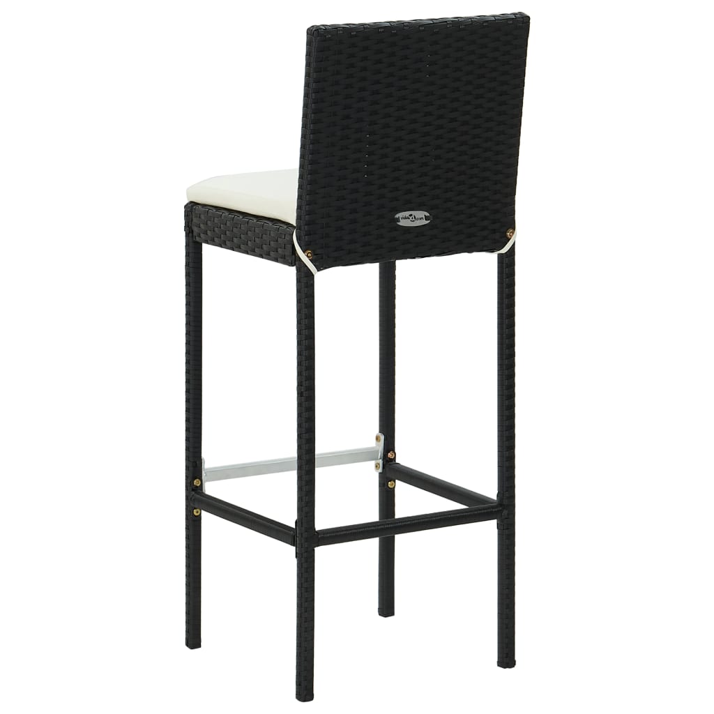 vidaXL 3-cz. zestaw mebli barowych z poduszkami, rattan PE, czarny