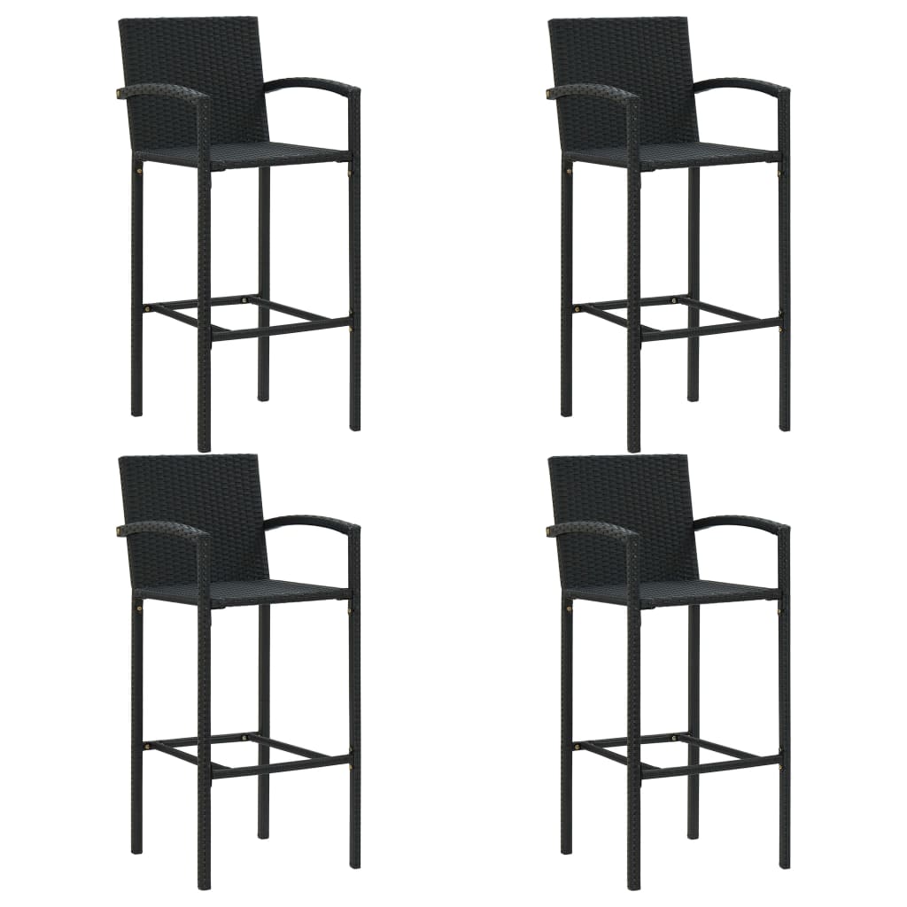 vidaXL 5-cz. zestaw mebli barowych do ogrodu, rattan PE, czarny